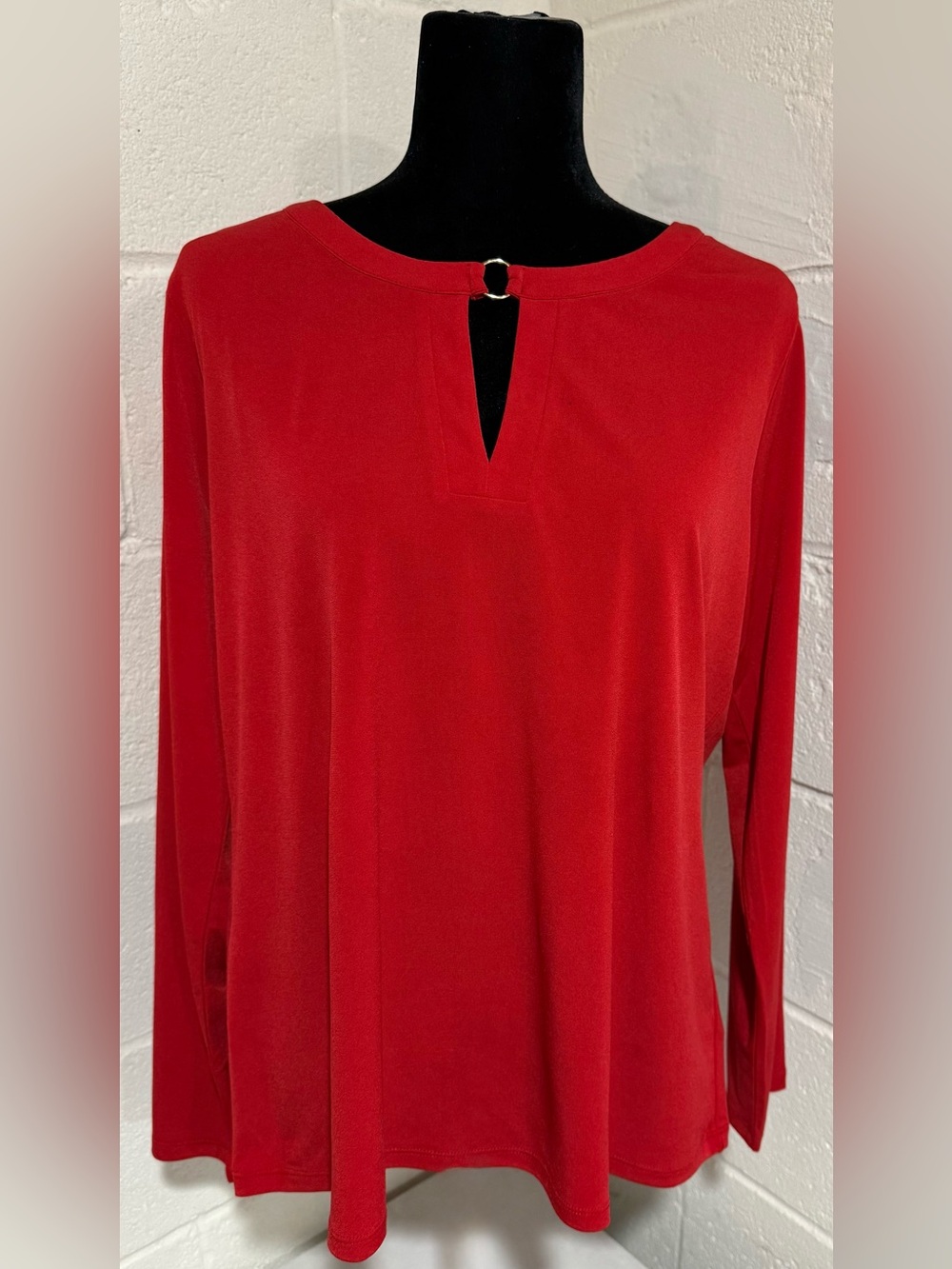 Michael Kors Red Keyhole Neck Blouse Long Sleeve Top XL